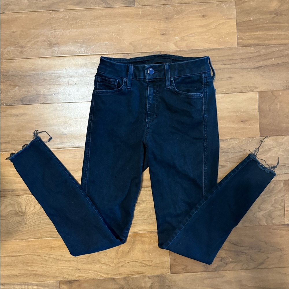 Joe's Jeans Flawless Hi Rise Honey Curvy Skinny Ankle raw hem dark denim 25
